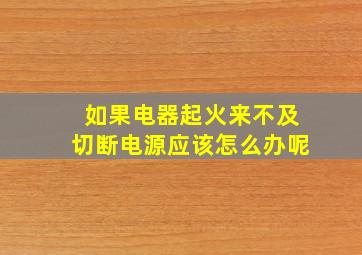 如果电器起火来不及切断电源应该怎么办呢