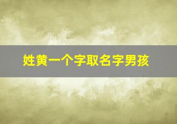 姓黄一个字取名字男孩