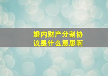 婚内财产分割协议是什么意思啊