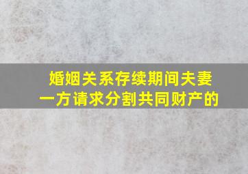 婚姻关系存续期间夫妻一方请求分割共同财产的