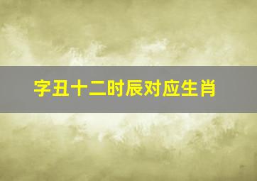 字丑十二时辰对应生肖