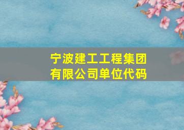 宁波建工工程集团有限公司单位代码