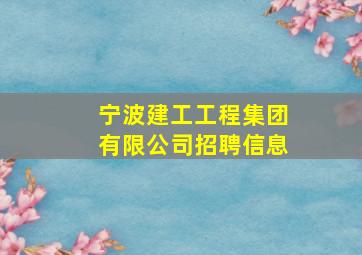 宁波建工工程集团有限公司招聘信息