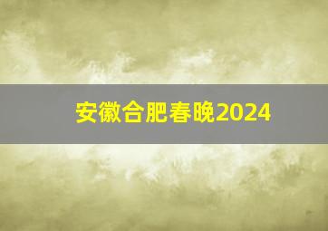 安徽合肥春晚2024