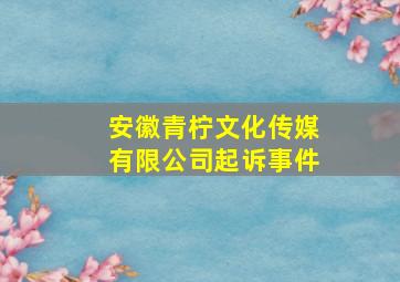 安徽青柠文化传媒有限公司起诉事件