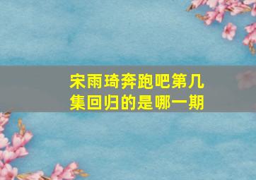 宋雨琦奔跑吧第几集回归的是哪一期