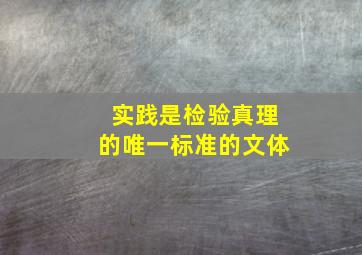 实践是检验真理的唯一标准的文体