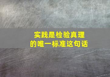 实践是检验真理的唯一标准这句话