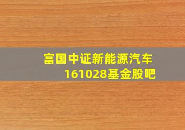 富国中证新能源汽车161028基金股吧