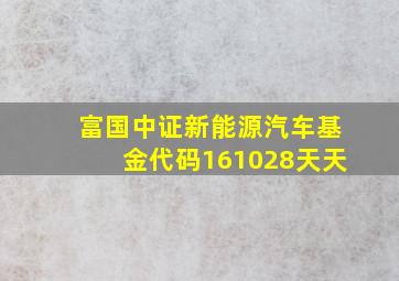 富国中证新能源汽车基金代码161028天天