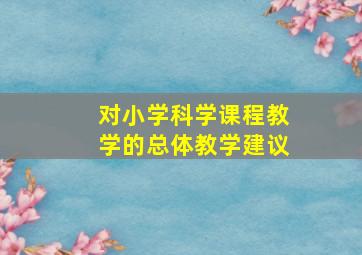 对小学科学课程教学的总体教学建议