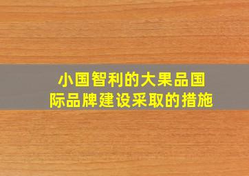 小国智利的大果品国际品牌建设采取的措施