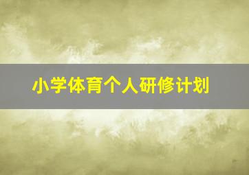 小学体育个人研修计划