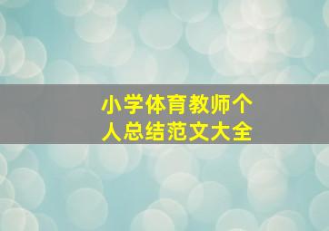 小学体育教师个人总结范文大全