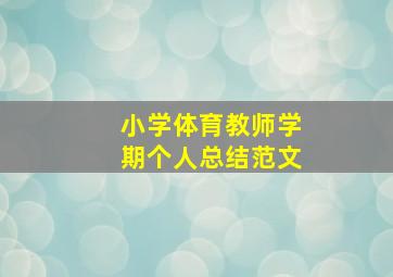 小学体育教师学期个人总结范文