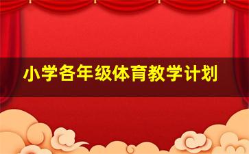 小学各年级体育教学计划