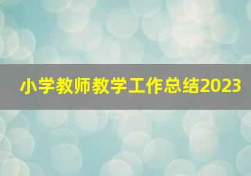 小学教师教学工作总结2023