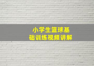 小学生篮球基础训练视频讲解