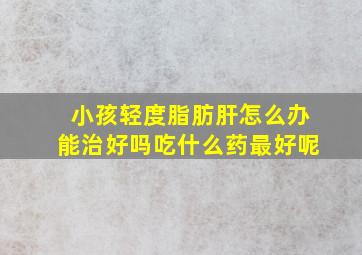 小孩轻度脂肪肝怎么办能治好吗吃什么药最好呢