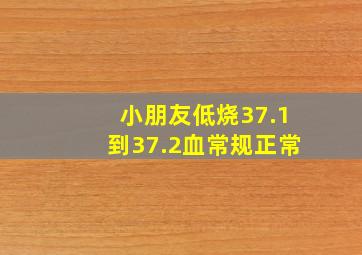 小朋友低烧37.1到37.2血常规正常