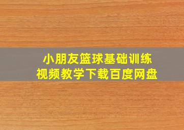 小朋友篮球基础训练视频教学下载百度网盘