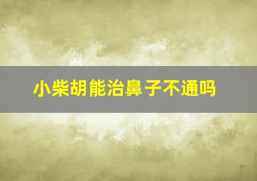 小柴胡能治鼻子不通吗