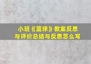 小班《篮球》教案反思与评价总结与反思怎么写