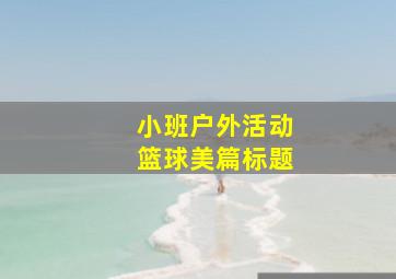 小班户外活动篮球美篇标题