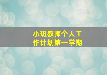 小班教师个人工作计划第一学期