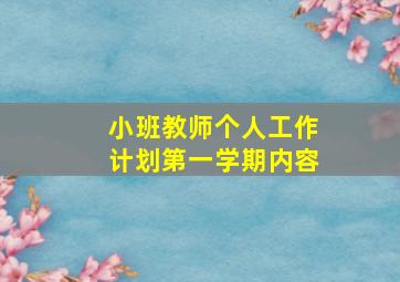 小班教师个人工作计划第一学期内容