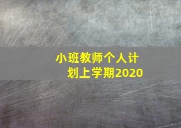 小班教师个人计划上学期2020