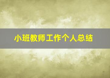 小班教师工作个人总结