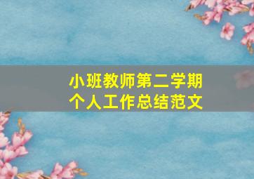 小班教师第二学期个人工作总结范文