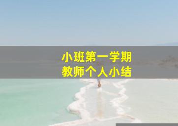 小班第一学期教师个人小结