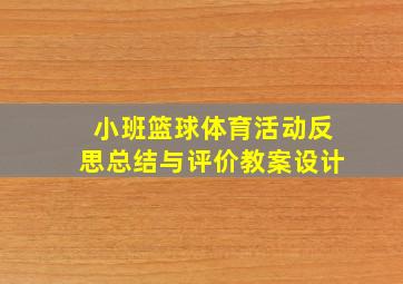 小班篮球体育活动反思总结与评价教案设计