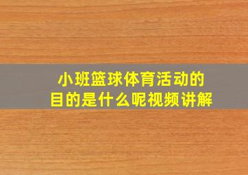 小班篮球体育活动的目的是什么呢视频讲解