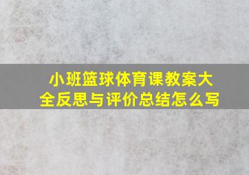 小班篮球体育课教案大全反思与评价总结怎么写