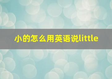 小的怎么用英语说little