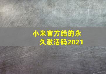 小米官方给的永久激活码2021