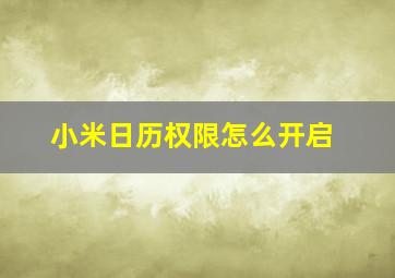 小米日历权限怎么开启