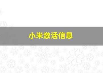 小米激活信息