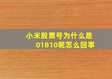 小米股票号为什么是01810呢怎么回事