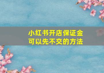 小红书开店保证金可以先不交的方法