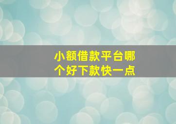 小额借款平台哪个好下款快一点