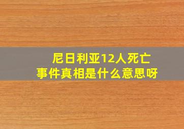 尼日利亚12人死亡事件真相是什么意思呀