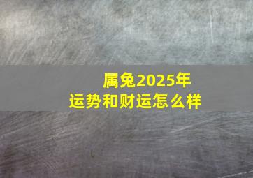 属兔2025年运势和财运怎么样