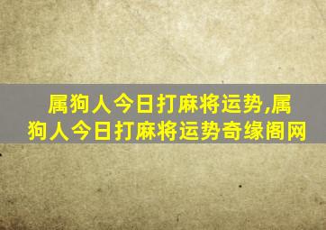 属狗人今日打麻将运势,属狗人今日打麻将运势奇缘阁网