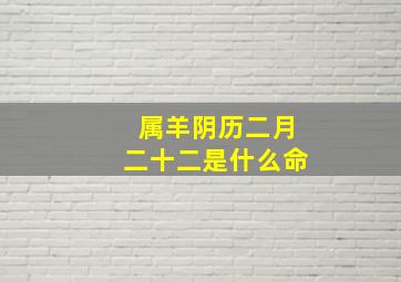 属羊阴历二月二十二是什么命