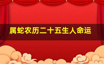 属蛇农历二十五生人命运