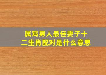 属鸡男人最佳妻子十二生肖配对是什么意思